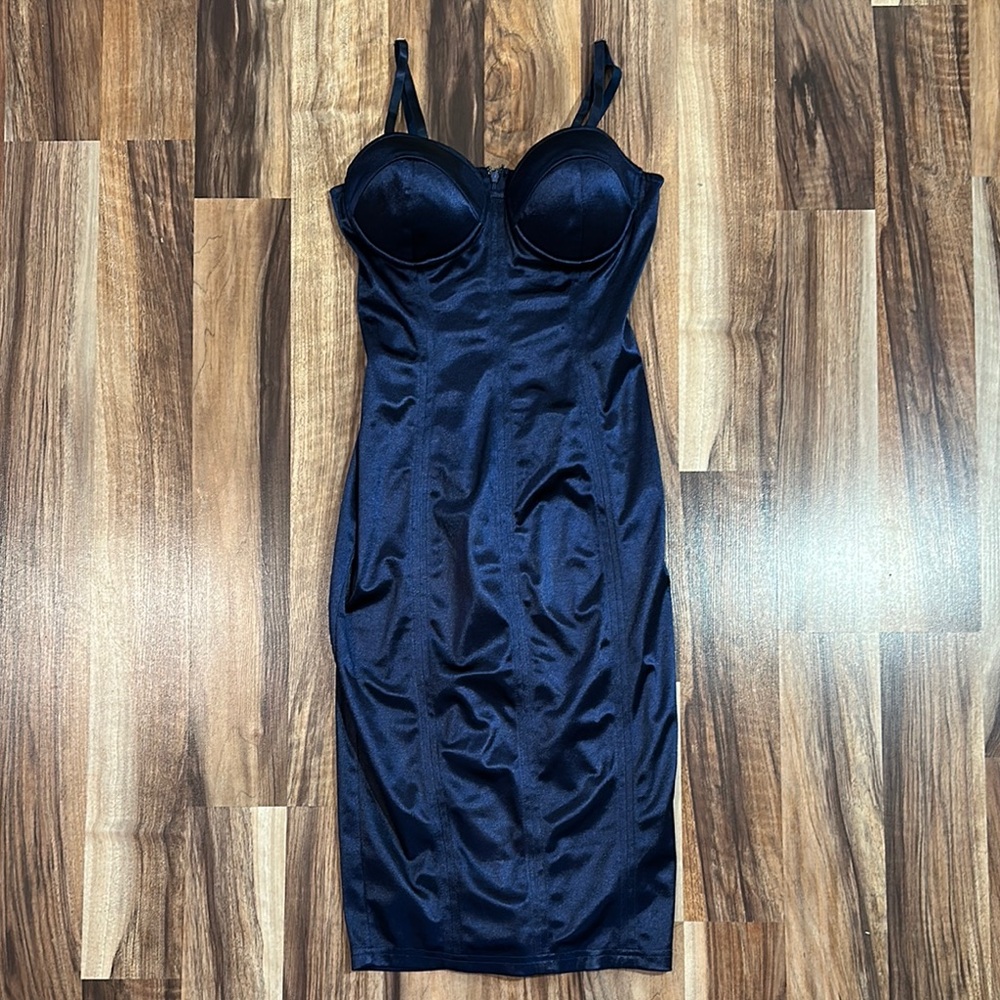 AKIRA Midnight Blue Satin Dress